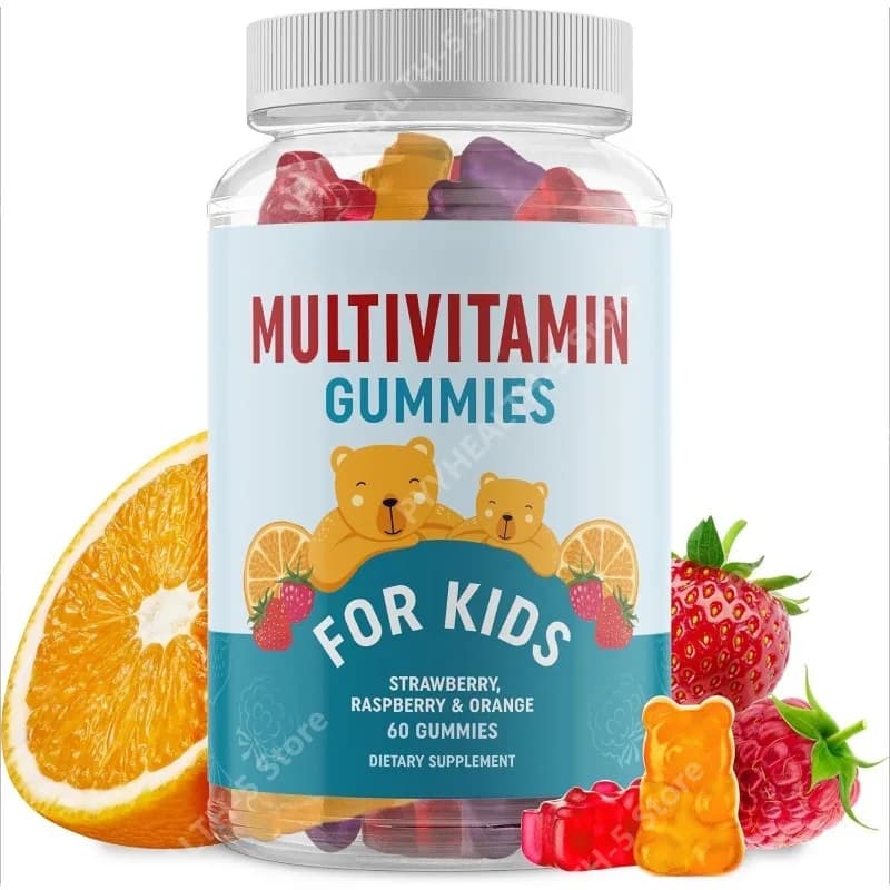 Gommose Multivitaminiche per Bambini con Vitamine A, B, C, D e Zinco per Immunità e Sviluppo, Integratore alla Frutta per Bambini, 60 Gommose