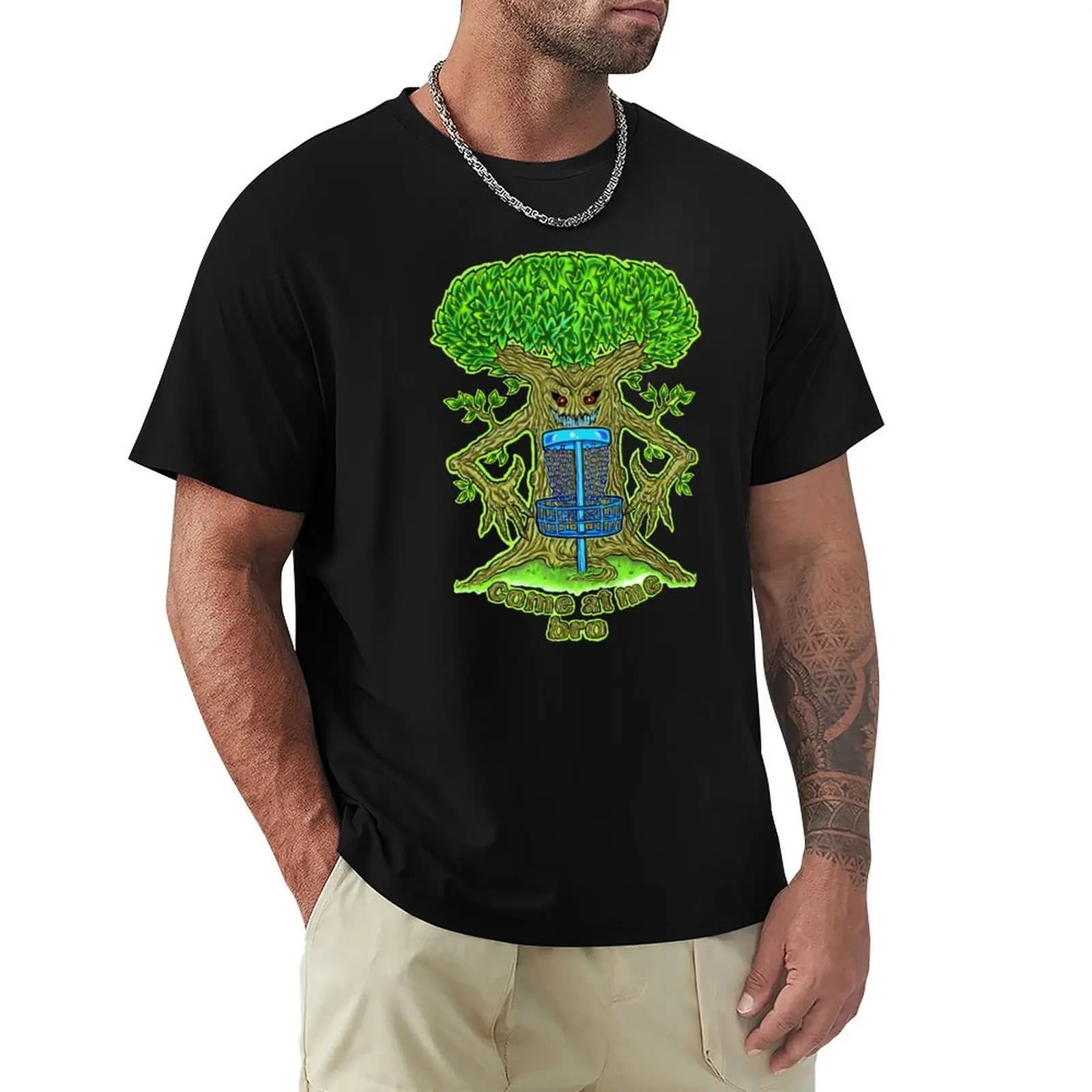Disc Golf Tree Design: T-shirt con design 'come at me bro', comoda maglietta da lavoro