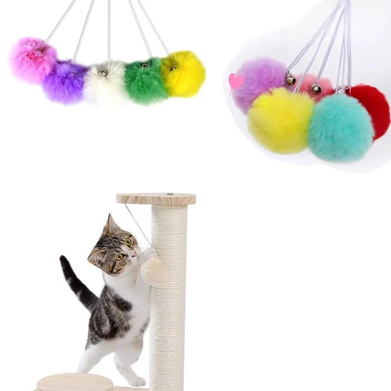 Palla interattiva per giocattoli per gatti con campana e corda, giocattoli con palline sospese Accessori per alberi per gatti, giocattolo con palla altalena per torre per gatti