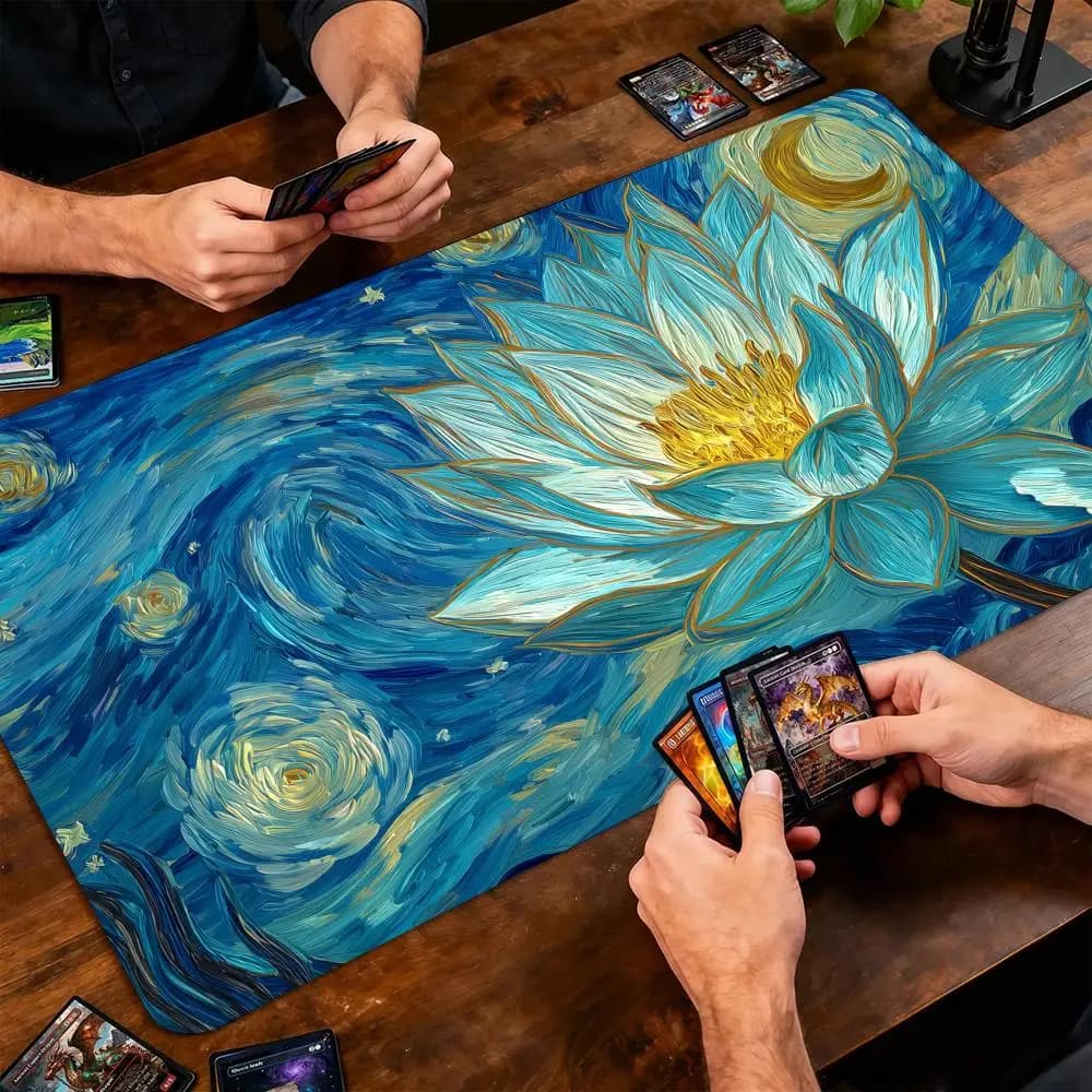 Tappetino da gioco MTG Digital Art Giant Lotus Magic Card Battle Mat con base antiscivolo 35X60CM, tappetini da gioco per TCG