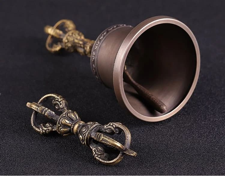 Tibet Tibetan Five-strand vajra bell hand bell Statue Ornament Home Office Cabinet Deco Desktop Decor Figurines
