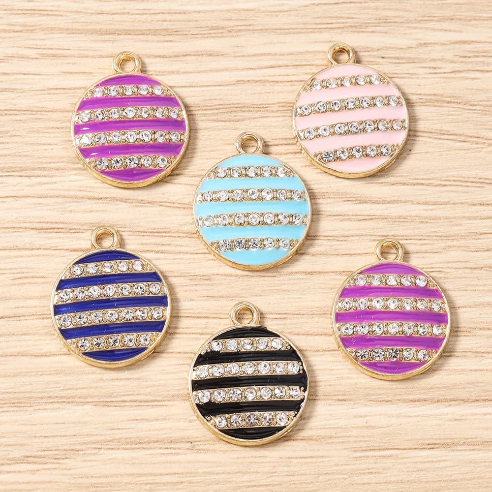 Tusember 10pcs 19*16mm Cute Pendants Rhinestone Crystal Round Charms for Drop Earrings Bracelet Necklace Pendants Jewelry Making