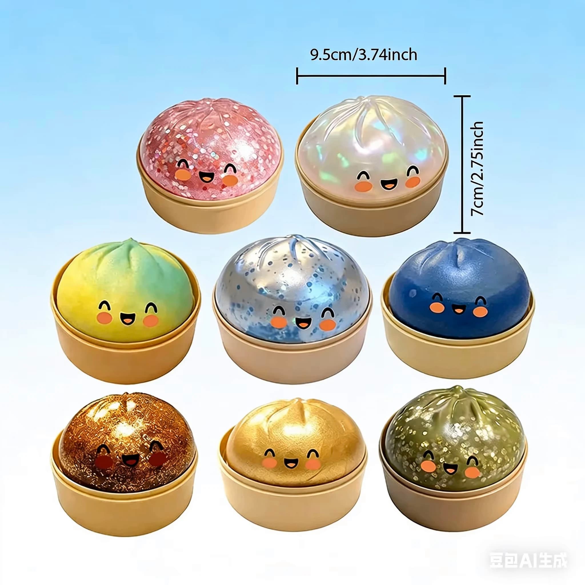 Mini Colorful Glitter Dumpling Release For Stress Balls Simulation Food Squishies Bun Gifts Colored Bun Shaped Venting Ball