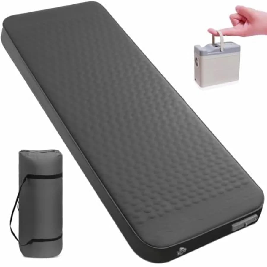 Self Inflating Sleeping Pad with Electric Pump 4" Ultra-Thick Memory Foam Camping Sleeping Mat with Pillow 9.5 R-Value Insulate