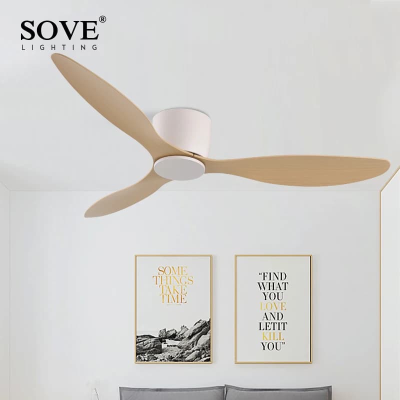 SOVE Ventilatore da Soffitto Moderno Bianco con Motore BLDC 30W, Telecomando, Senza Luce, 220V