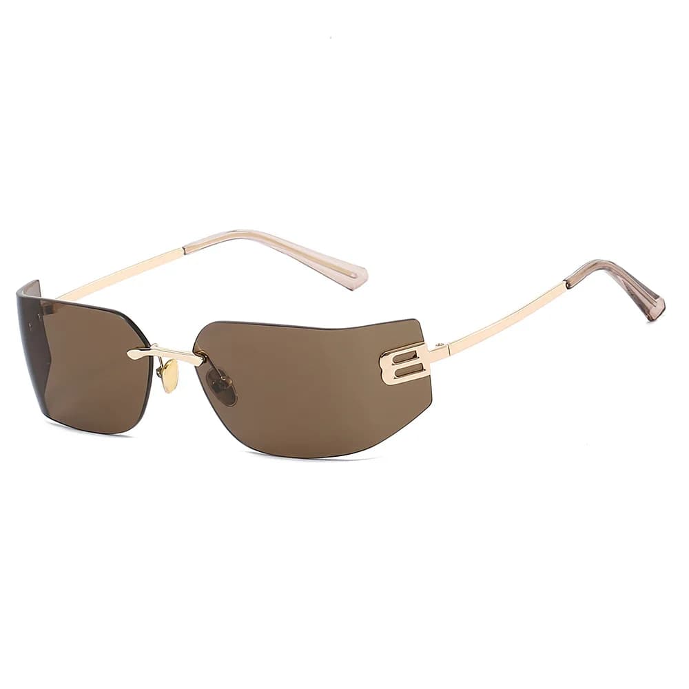 Occhiali da Sole alla Moda per Donne, Design Senza Montatura, Protezione UV400, Stile Blogger, Gafas De Sol Hombre