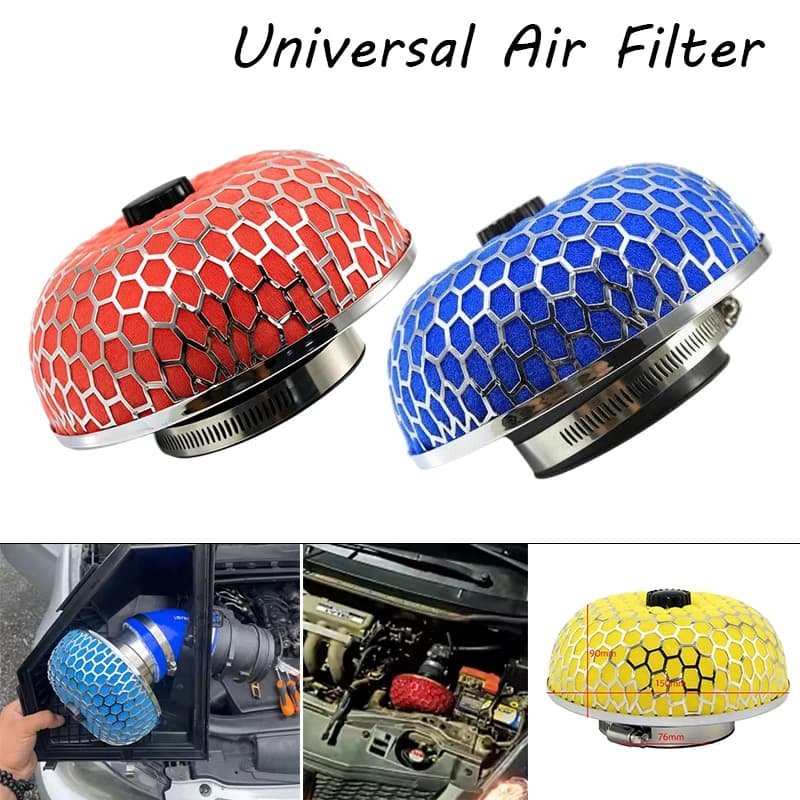 Filtro Aria Universale a Fungo da 76mm Lavabile ad Alto Flusso, Purificatore d'Aria da 3 Pollici per Auto, Aspirazione Aria Fredda, Ricambi Professionali per Auto