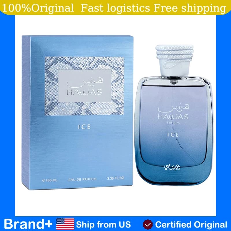 Original Arabic Perfume RASASI Hawas Ice for Men Eau de Parfum 100ml(3.38 Oz) Eastern-Middle Eastern fragrance luxury brand perfume high quality perfume long lasting fragrance Cologne Pheromone Portable Birthday gift