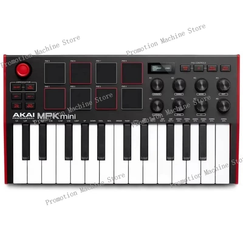 AKAI Professional MPK Mini MK3 - Controller tastiera MIDI USB a 25 tasti con 8 batterie retroilluminate, pianoforte per produzione musicale a 8 manopole