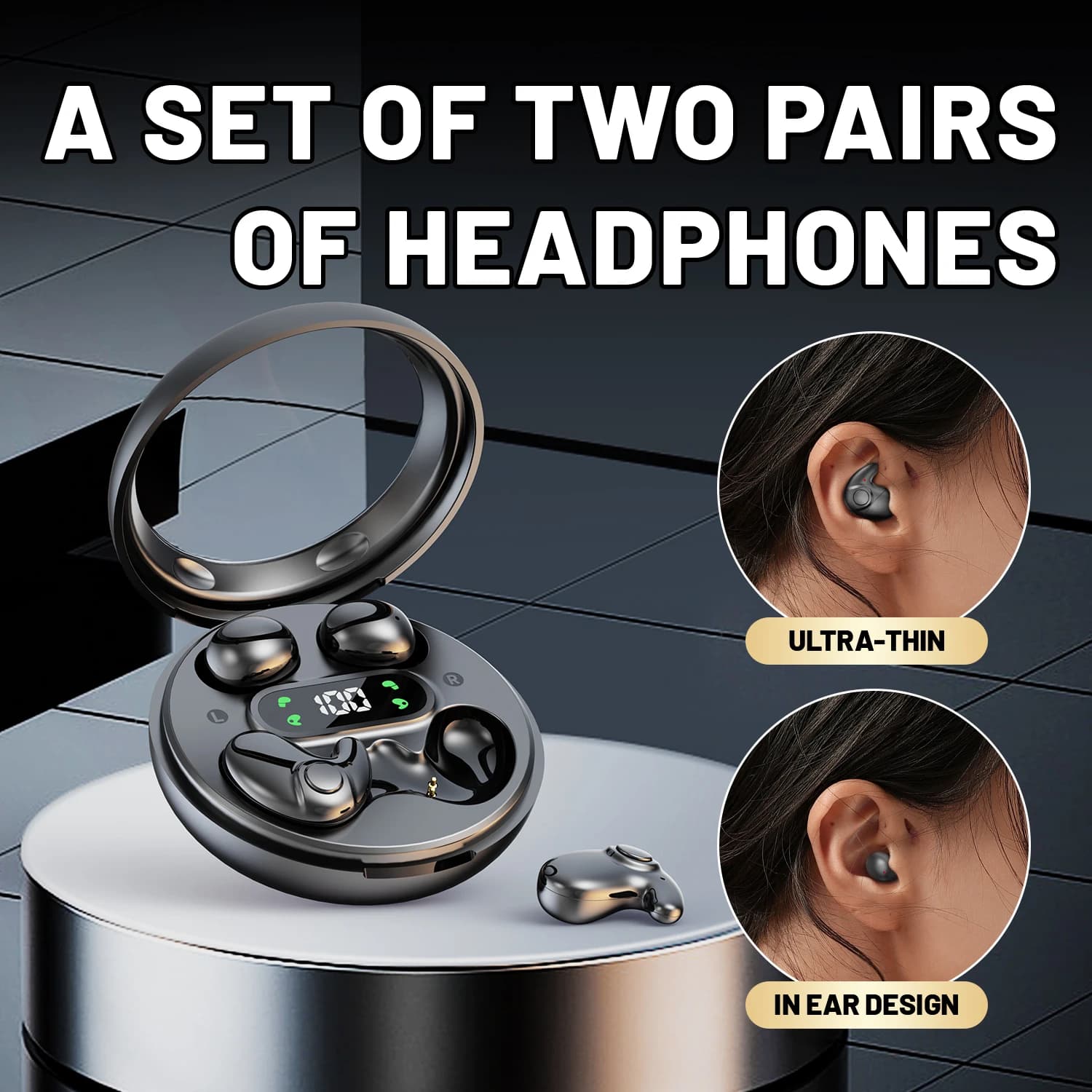 SK MD37 Wireless Headphones for the Sleep, Bluetooth Sports Headphones with Low Effect 4D, HD Calls and Reduction of Noise, Couple Gift