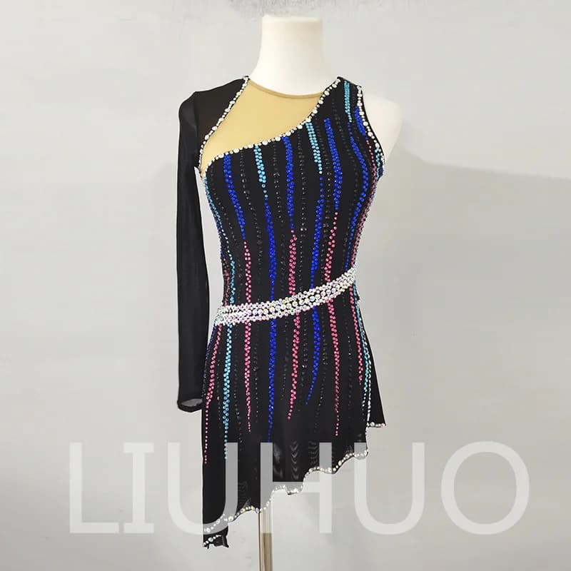 LIUHUO Pattinaggio di Figura sul Ghiaccio Vestito Ragazze Donne Adolescenti Elastico Spandex Concorso All'ingrosso BD1420