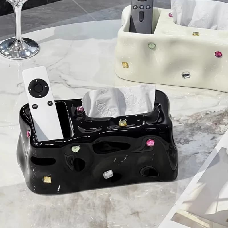 Scatola Porta Rotoli di Carta in Ceramica di Lusso per Soggiorno, Contenitore per Telecomandi e Oggetti Vari