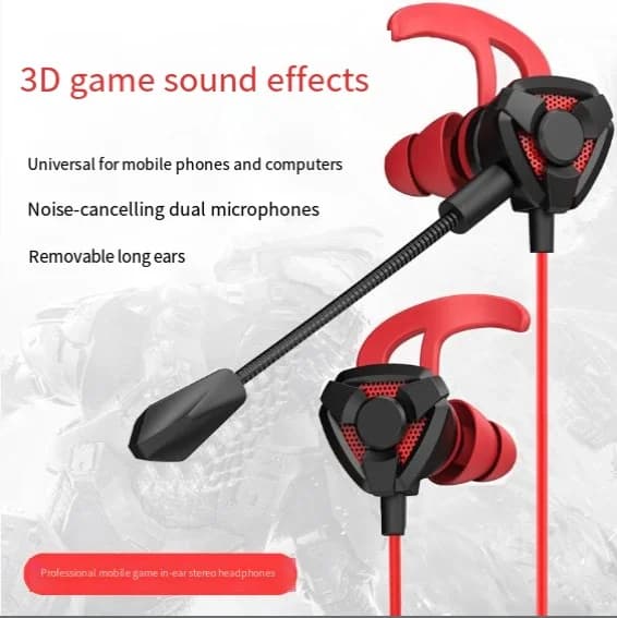 Auxiliary wired Pro Gaming with microphone Ultra-low latency headphones for PUBG Mobile CSGO In-Ear with noise cancellation for PS4/ PC