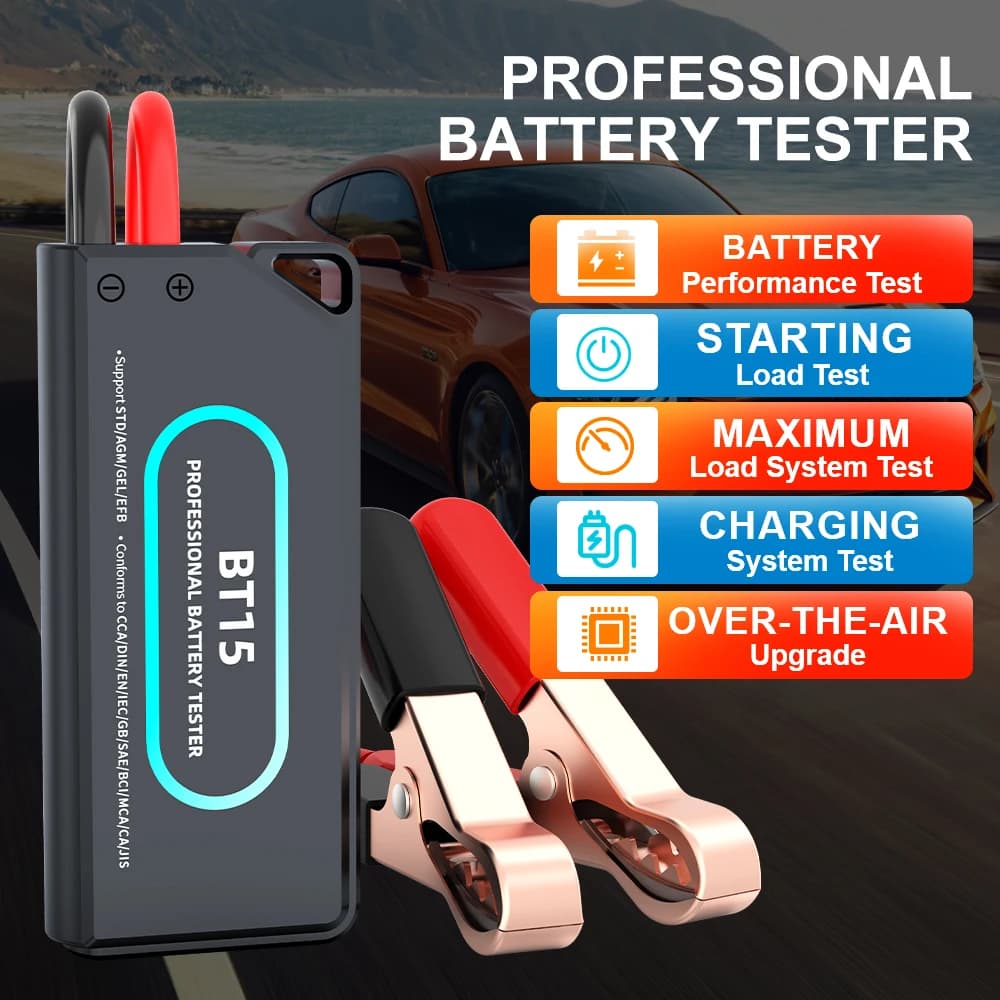 12V/24V Intelligent Smart Battery Tester Automotive Quick Load Plug Cranking Check Diagnostic Scan Tool Car Repair Tool Portable