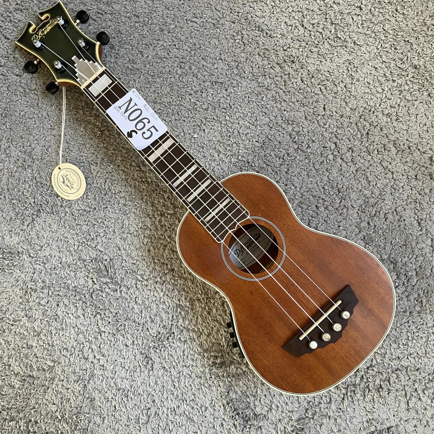 N065 D'Angelico Authentic Solid Top Acoustic-Electric Ukulele, 21 Inch Soprano Ukelele
