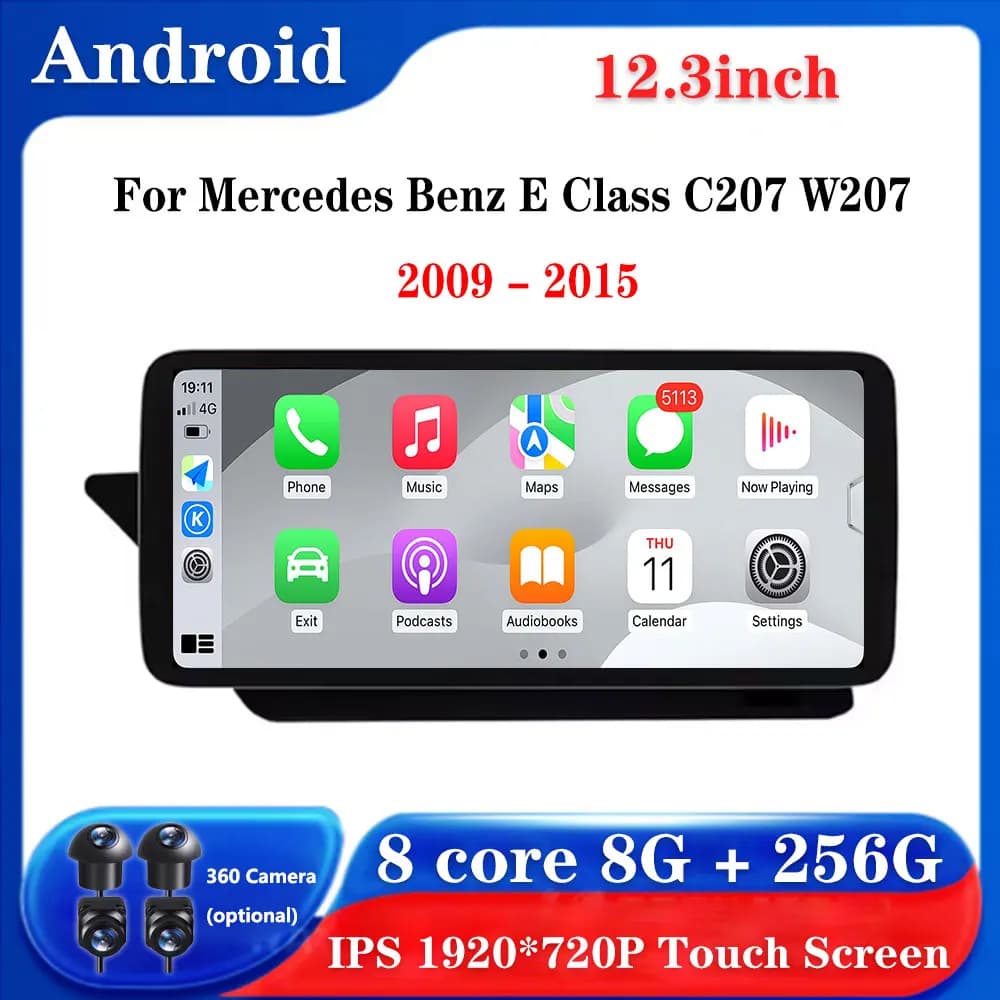 For Mercedes Benz E Class C207 W207 2009 - 2015 12.3'' Android 16 multimedia System Car Radio Multimedia Player HD Touch Screen