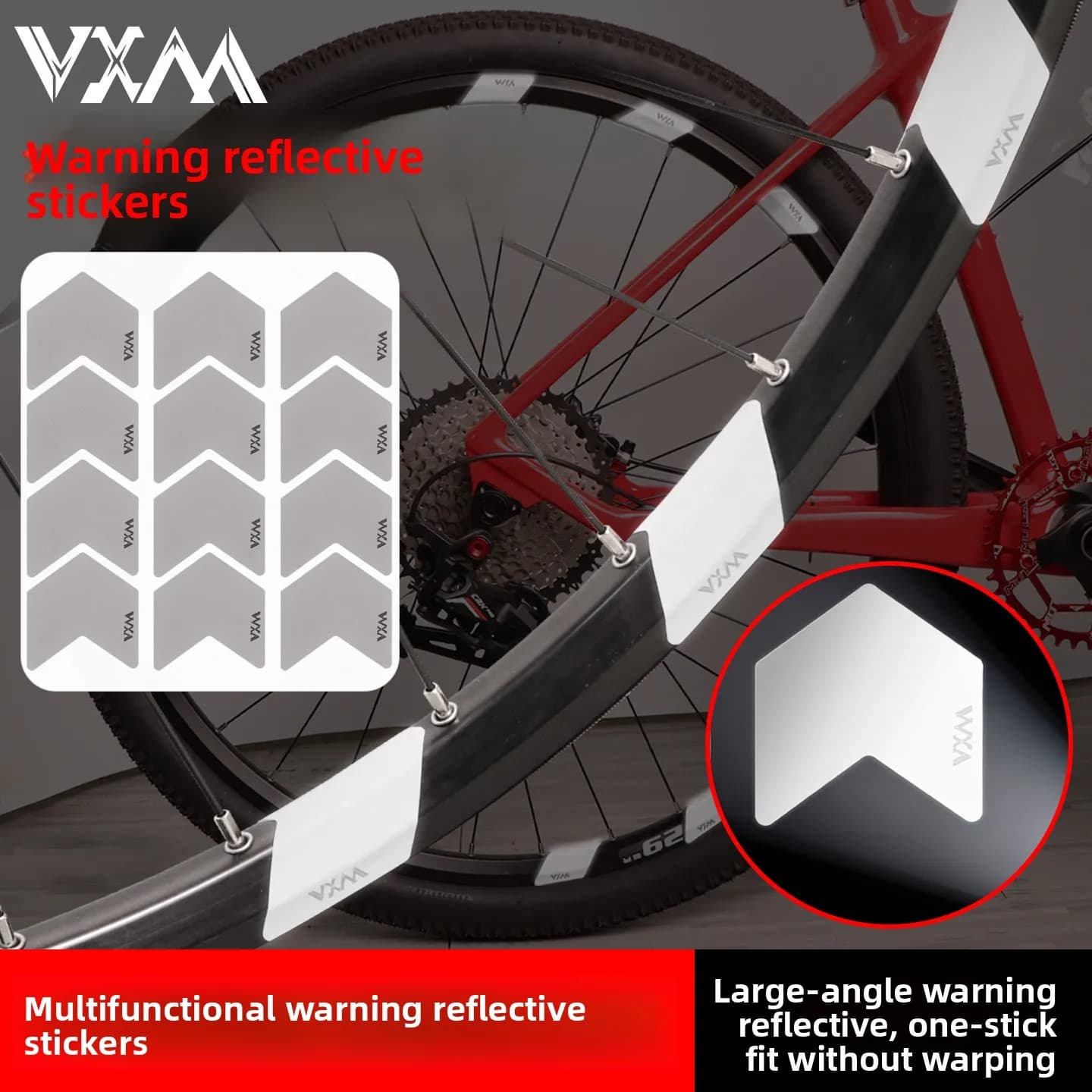 Nastro riflettente per ruote di bicicletta. Tessuto riflettente multifunzionale per la guida in mountain bike. Segnale di avvertimento notturno per uso generale