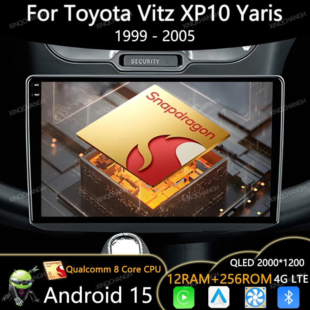 Android 15 Autoradio Per Toyota Vitz XP10 Yaris Platz Echo 1999 - 2005 Carplay Auto Qualcomm Lettore Video Multimediale 2DIN BT GPS