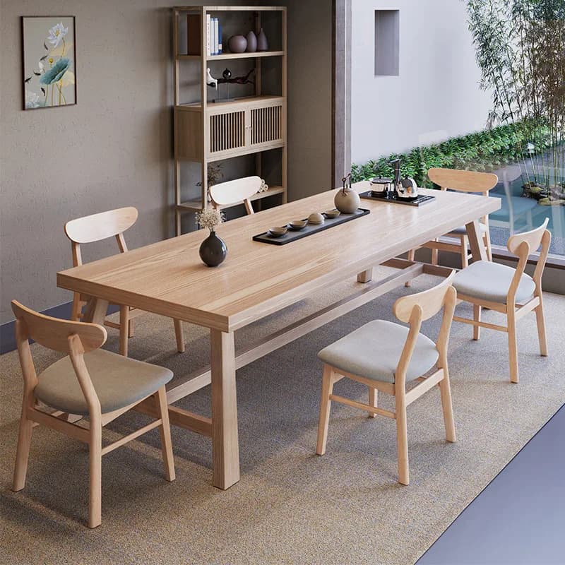 Tavolo da pranzo per la casa, piccolo appartamento, tavolo da pranzo, gambe in legno massello nordico, combinazione rettangolare e sedia, soggiorno semplice