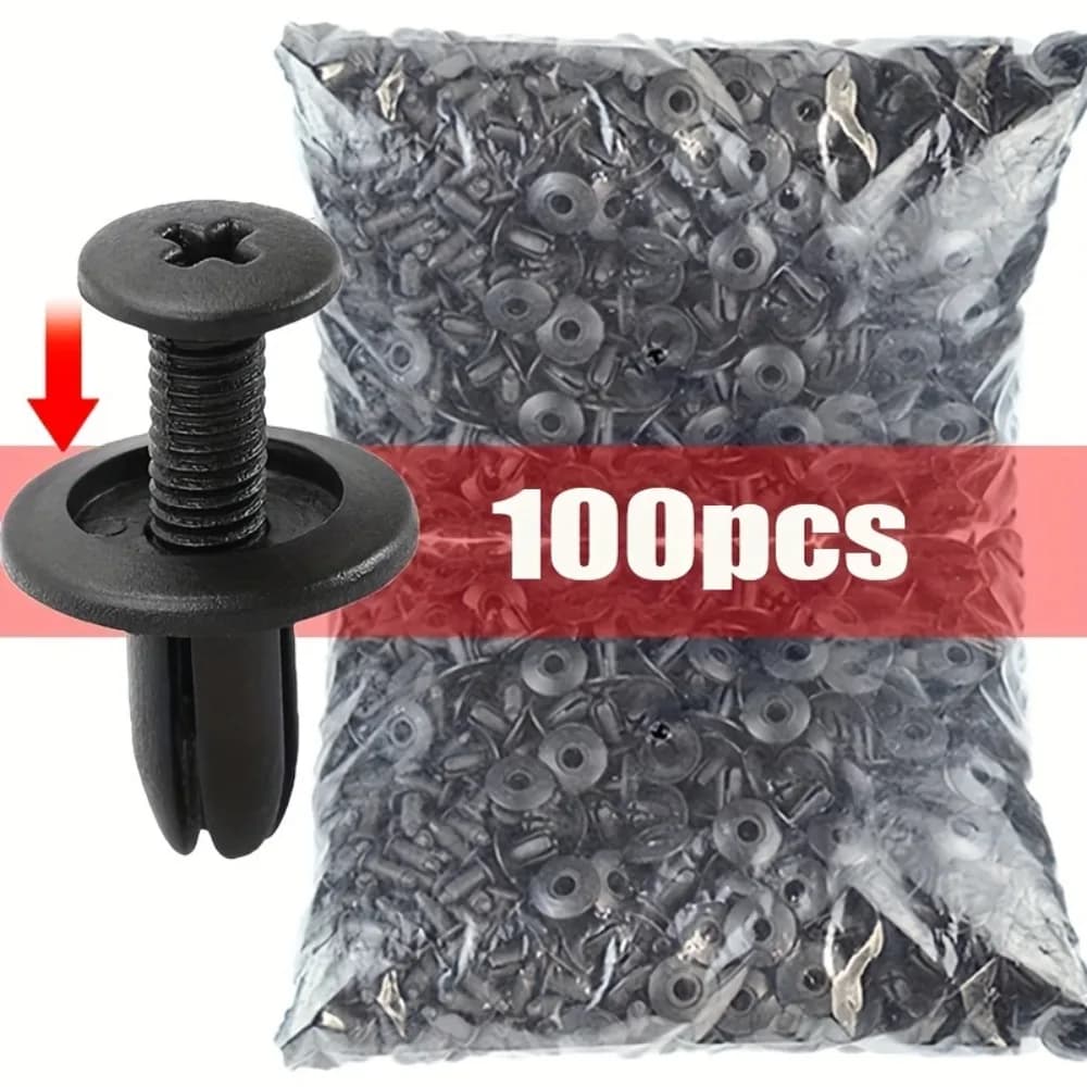 100pcs 8mm Plastic Rivets Fasteners Screw Car Bumper Fender Black Rivet Car Fastener Clips For Toyota For Focus For Kia Nissan