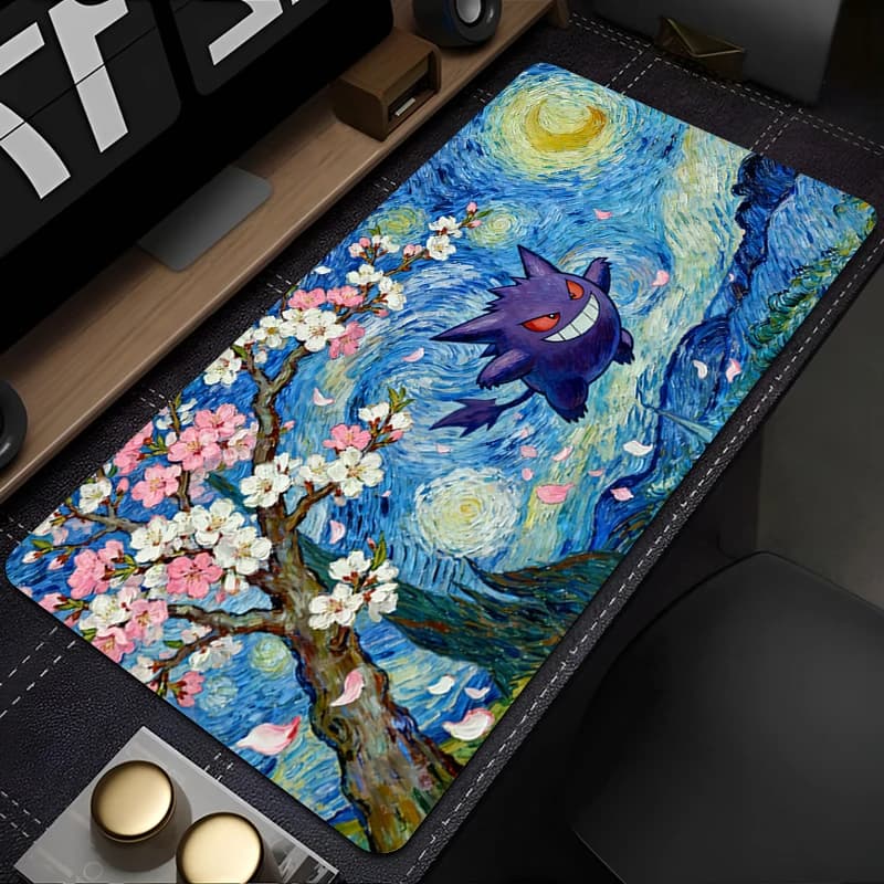 Tappetino per mouse artistico da gioco, tastiera per computer da gaming, progettato specificamente per e-sport, design unico, tappetino per mouse P-Pokemon Gengar