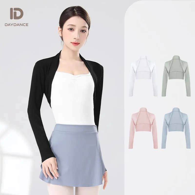 Top da balletto da donna Giacca da balletto Cappotto Cardigan da ballo Top da ballo modale a maniche lunghe Camicia da ballo da donna Coprispalle per danza, body