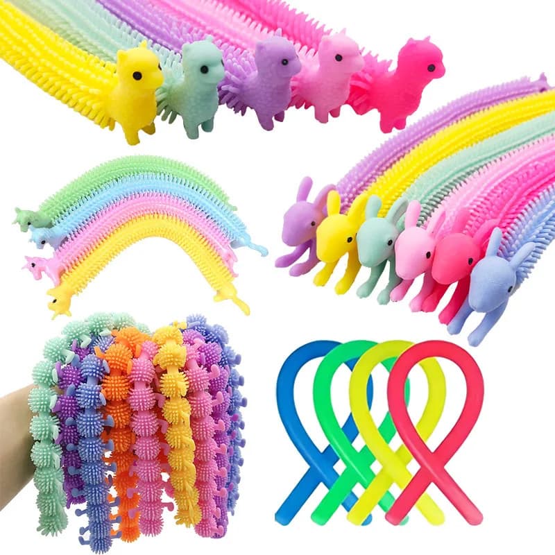 1-6PCS Funny Unicorn Pulling Verme Noodle Agitarsi Stretch TPR Strings Corda Anti-Stress Toys Sollievo Strings With Stress Autismo Vent toy