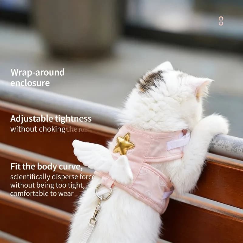 Pettorina a Forma di Ali d'Angelo per Cani e Gatti, Collare con Guinzaglio, Accessori per Animali Domestici, Pettorina Kawaii Personalizzata