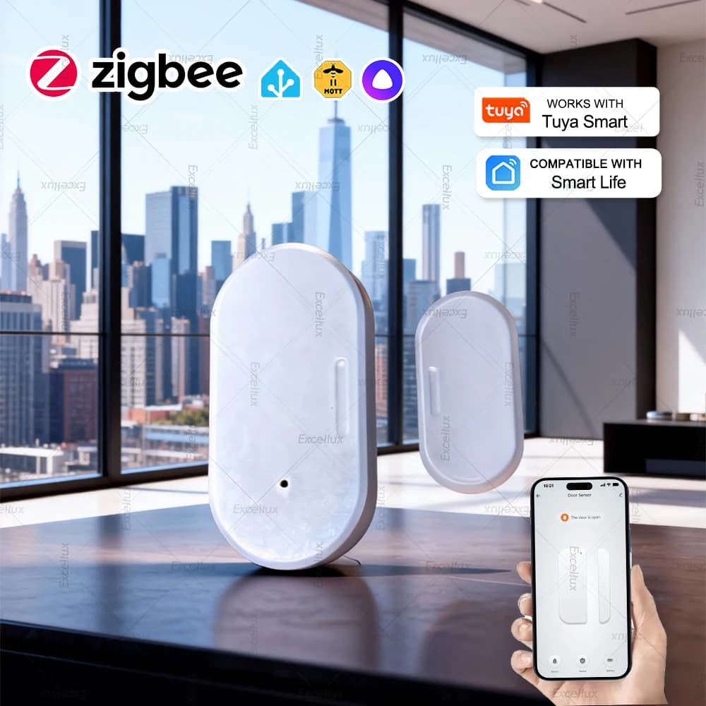 Zigbee Sensore per porte e finestre Rilevatore aperto e chiuso Sicurezza Sensore di contatto per porte antifurto wireless Supporto Assistente domestico Zigbee2MQTT