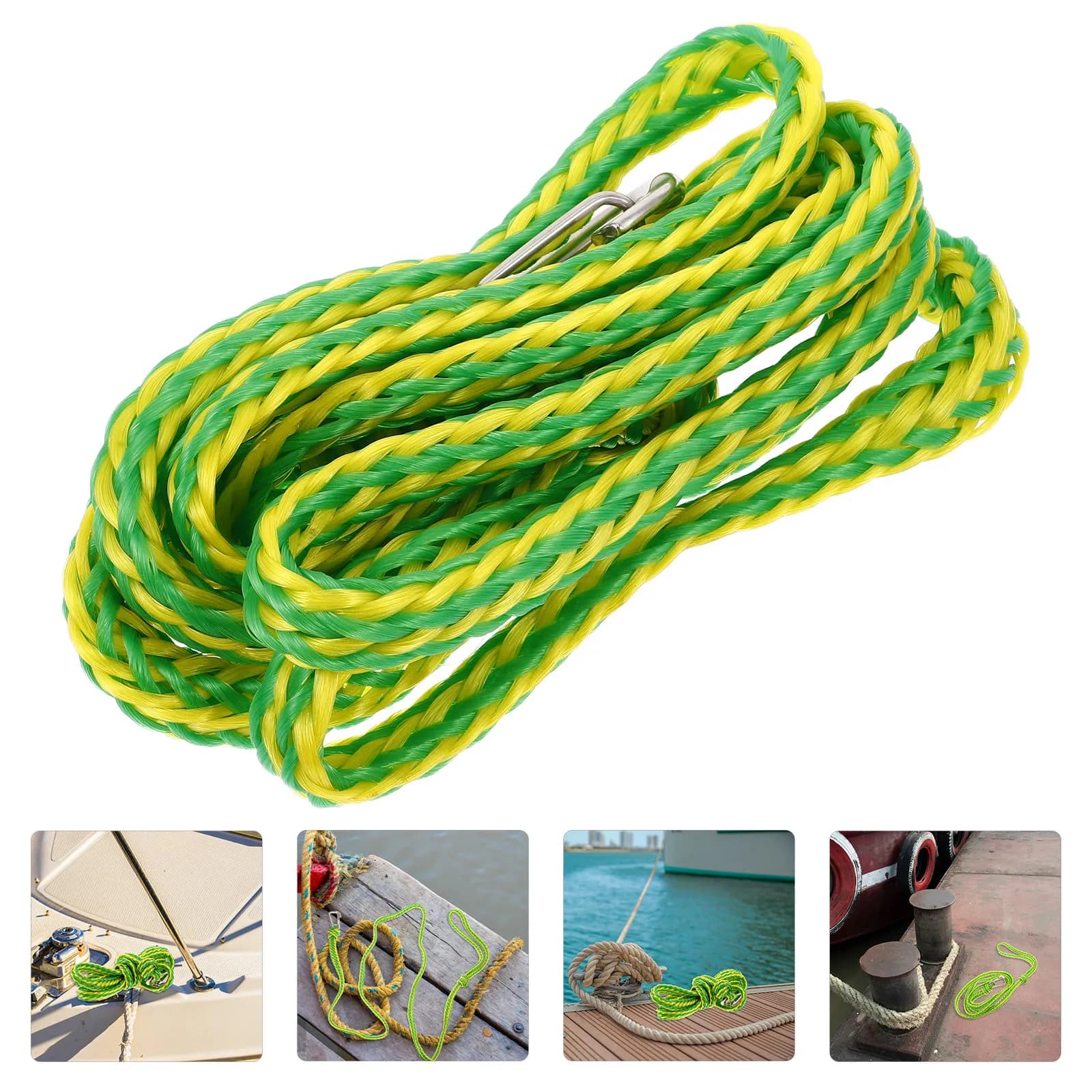 Nylon Boat Mooring Rope Dock Hook Green Heavy Duty Dock Line for Boats Yachts Rvs Marine Boat Rope with Clip Cord Box Organizer