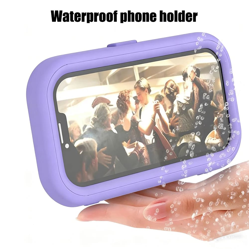 Waterproof 1-piece mobile phone holder box with swivel design, suitable for use in shower or to watch TV programs