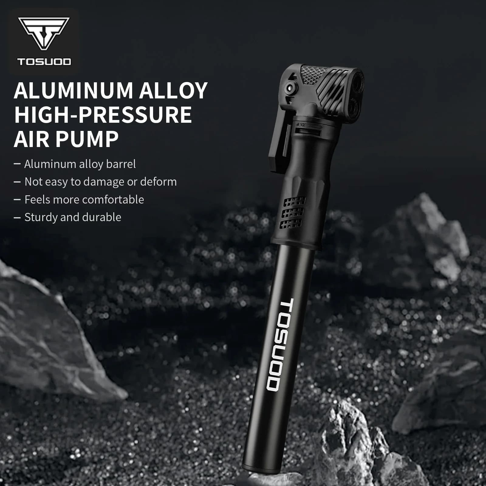 Pompa per Bicicletta TOSUOD Mini Portatile in Lega di Alluminio Gonfiatore Manuale per Pneumatici Valvola Schrader e Presta Pompa d'Aria per MTB e Bici da Strada