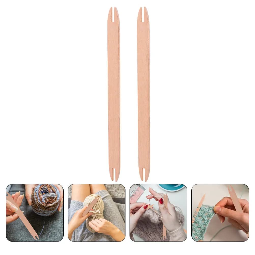 2Pcs Wooden Shuttle Set Natural Material Comfort Grip Knitting Tool for DIY Crochet Weaving Sewing Accessories Scarf Sweater