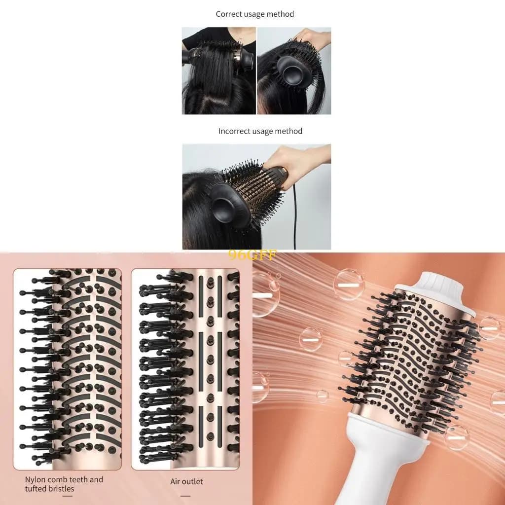 96GF Hairdresser Brush 2 in 1 Moisturizing Brush for Hairdryer Professional Hair dryer