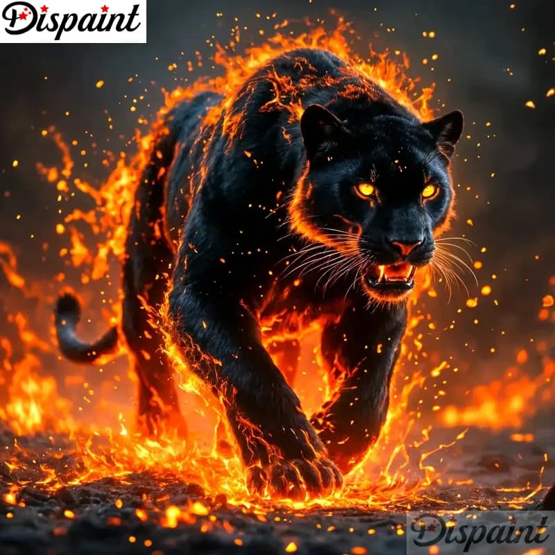 Dispaint DIY Diamond Painting "Animal Leopard" Full Drill Square Round Diamond Embroidery 5D Cross Stitch Decoration Home