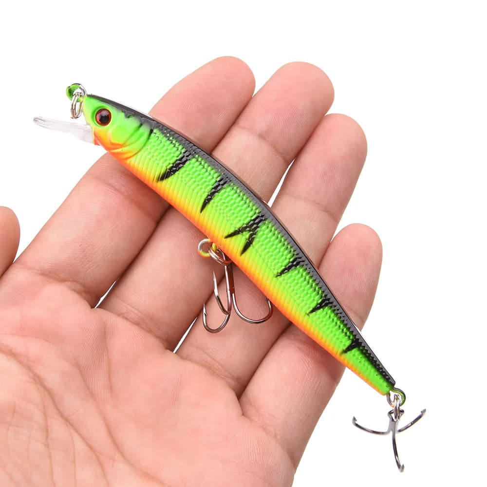 Galleggiante Minnow Richiamo di Pesca 10 cm 9.5g Occhi 3D Crankbait Wobblers Plastica Artificiale Esca Dura Bass Pike Jerkbait Attrezzatura da Pesca