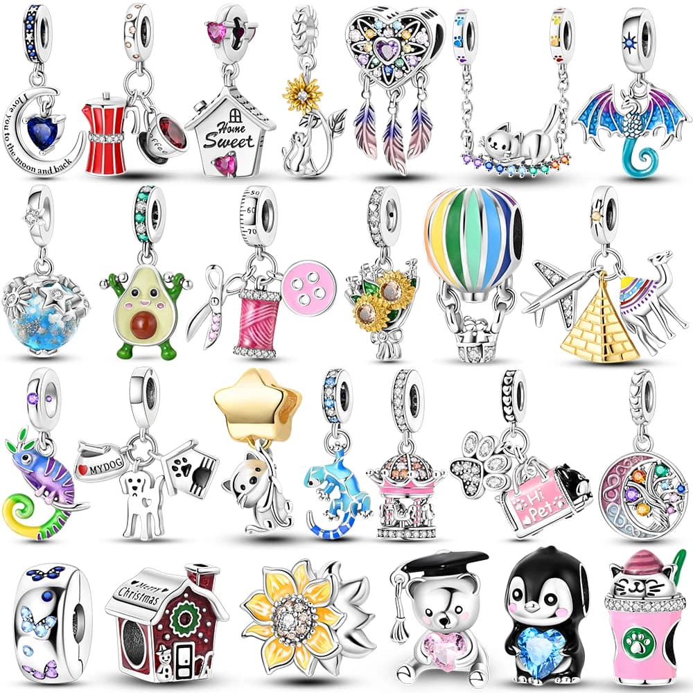 Pendenti con ciondoli in rete da sogno con pinguini pendenti placcati in argento, adatti per braccialetti originali che creano gioielli da donna