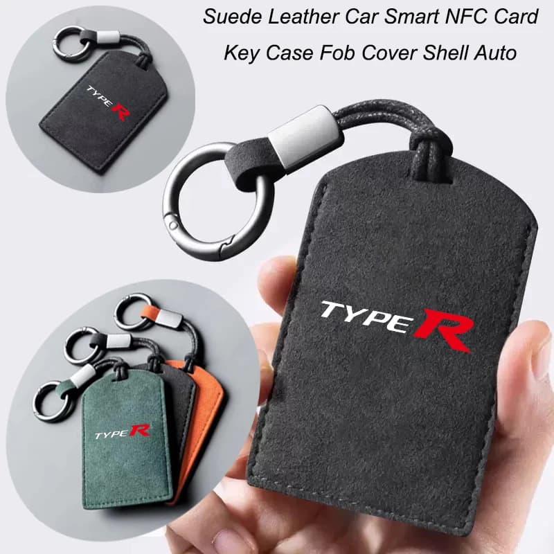 Pelle scamosciata Auto NFC Card Key Cover Fob Custodia protettiva Custodia Shell Portachiavi automatico per Honda Tipo R Tipo S Civic FK8 FK2 FN2 EP3