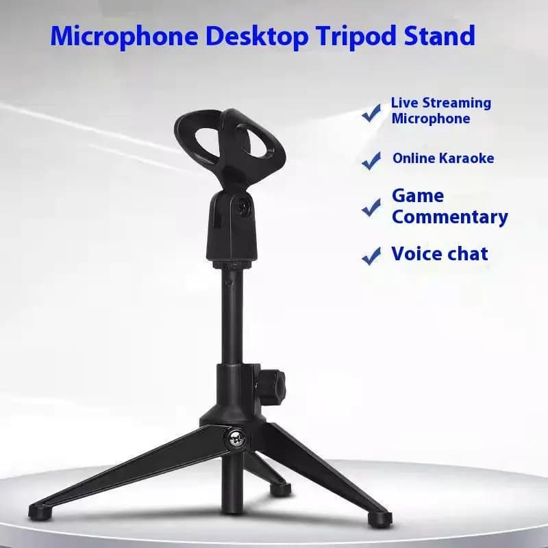 Mini portable microphone stand, table tripod, universal light and adjustable microphone clip holder