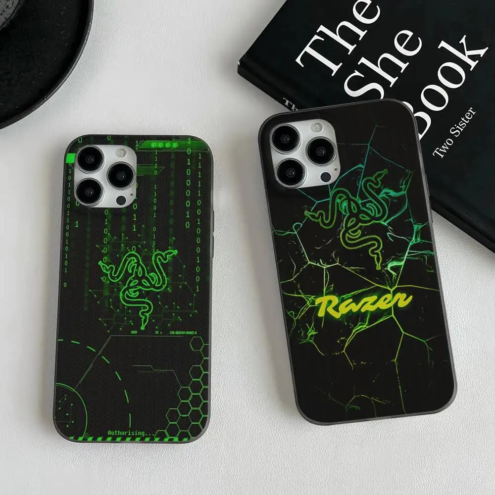 Famous Gaming Peripherals R-Razer Brand For IPhone 15 16 17 14 13 Pro Max 16E 16 Plus 17 Air Corrugated Shockproof Phone Cover