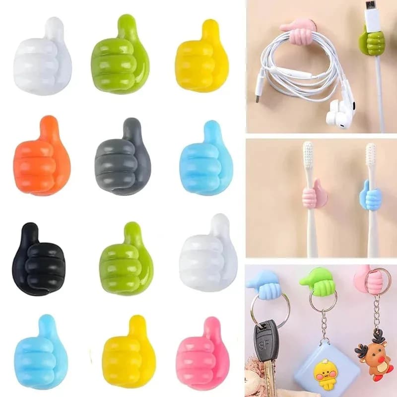 Clip per organizer per cavi Ganci da parete Pollice in silicone Supporto per cavo autoadesivo Gancio per cavi Portaoggetti Scrivania per auto Cucina Bagno