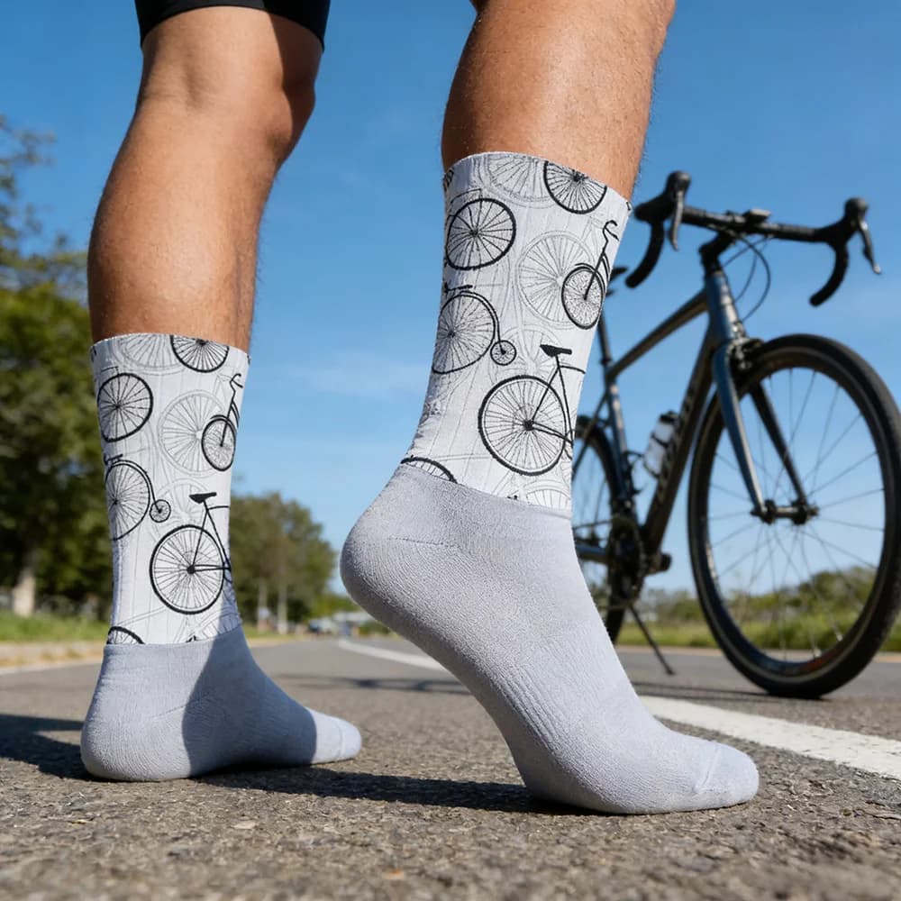 Outdoor Running Bike Compression Sports Socks, Non-slip Cycling Footwear for Team, Road Bike Aero Socks for Sport and Fitness