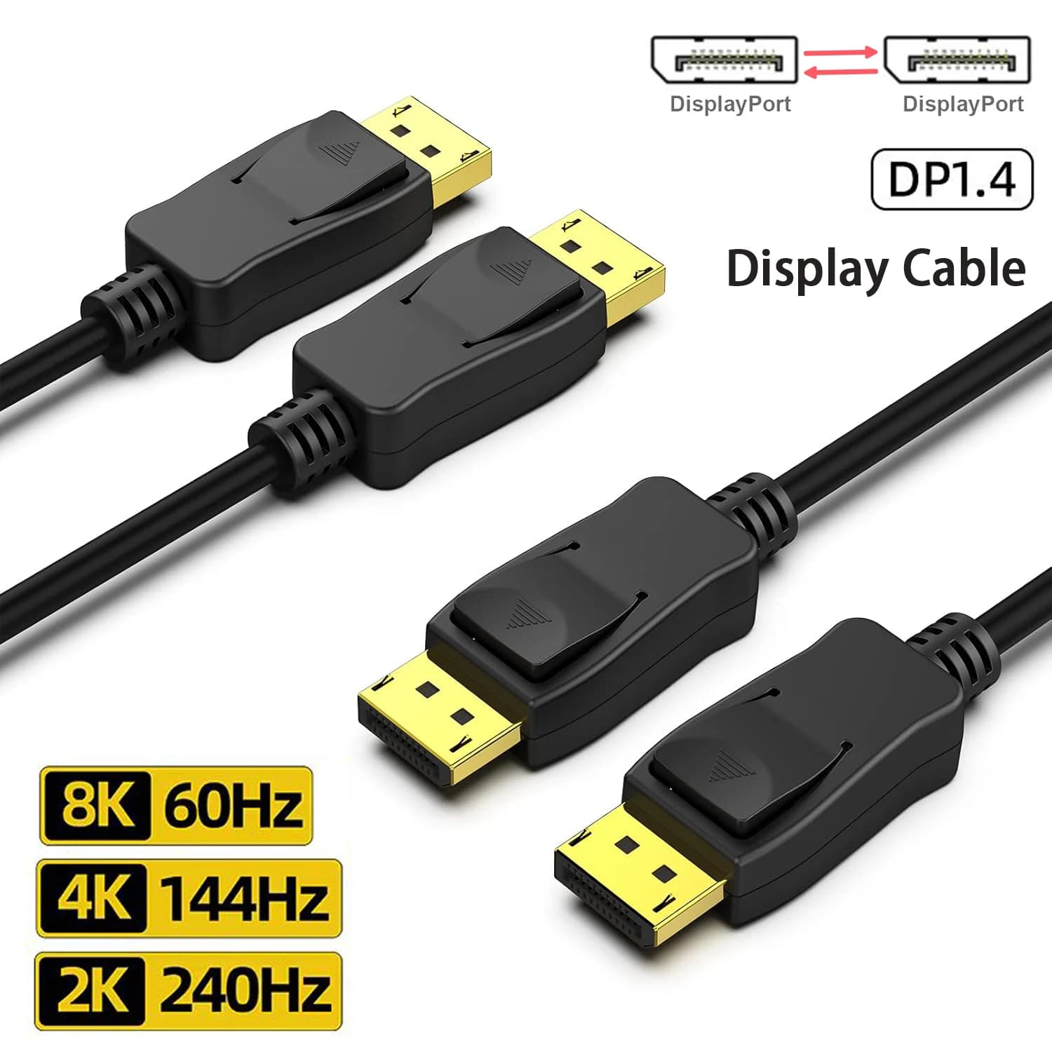 Cavo 8K 144Hz DP DisplayPort 1.4 cavo maschio a DP maschio cavo DisplayPort intrecciato 32.4Gbps placcato in oro per Monitor da gioco