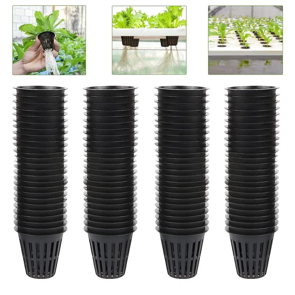 Vasi a rete robusti da 2 pollici, vasi idroponici a rete fessurata per giardino, vasi a rete per vivaio per idroponica e acquaponica