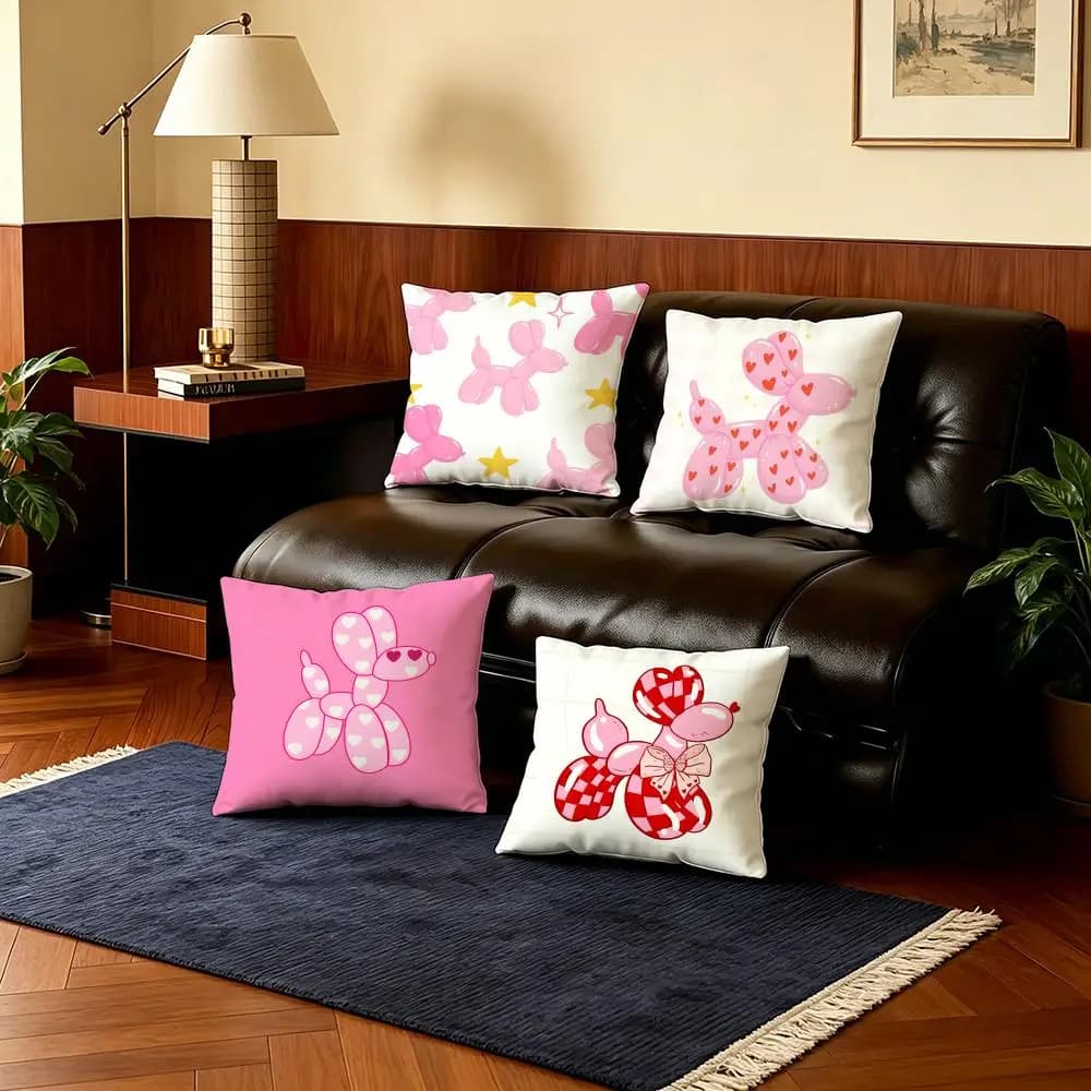 Fodere per cuscini artistiche B-Balloon DogS, 4 pezzi, in peluche corto ultra morbido, 40x40 45x45, stile Boho per divano e camera da letto