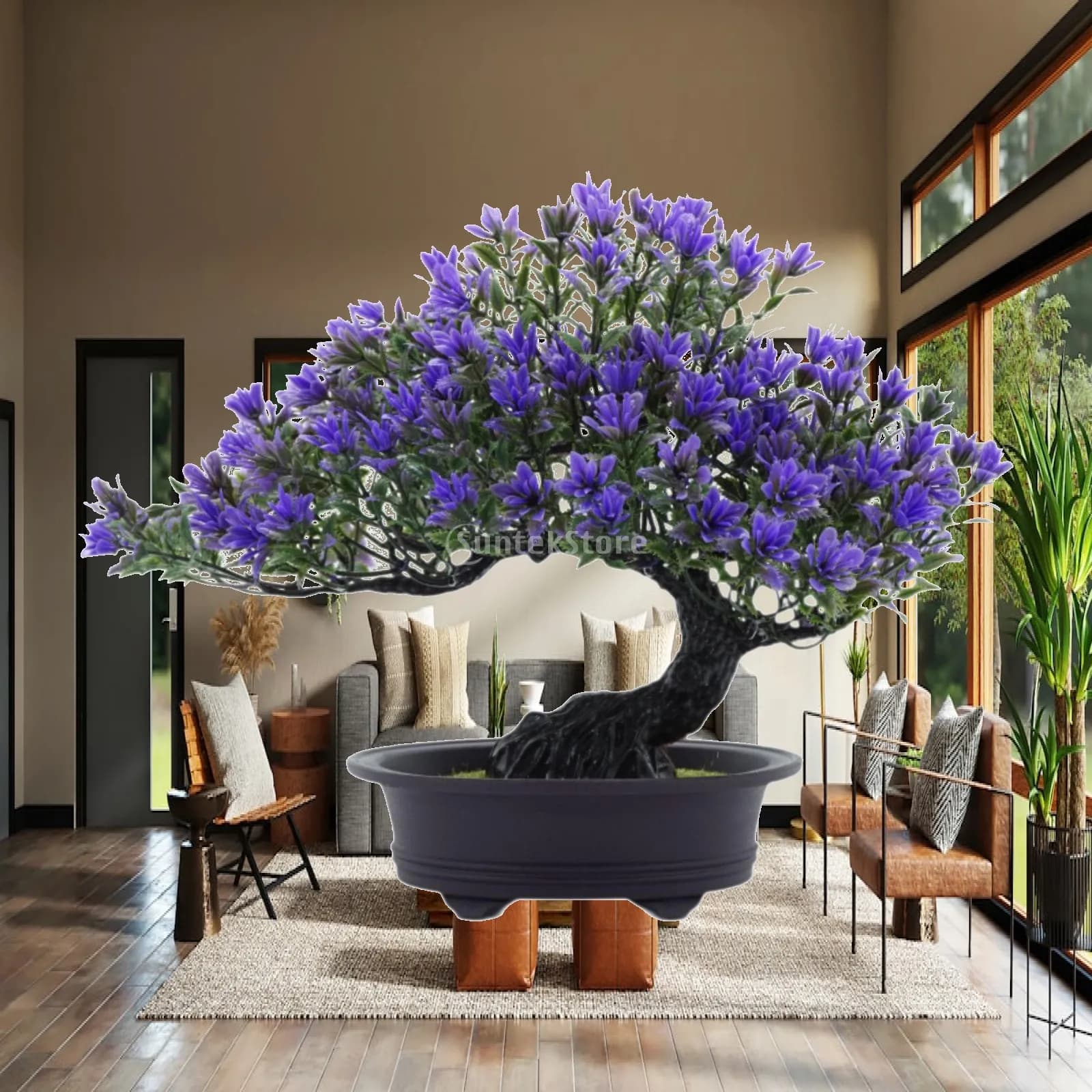 Artificial Bonsai Tree Small Fake Plant Decor Modern Centerpiece Table Decoration Ornament for Room Desk