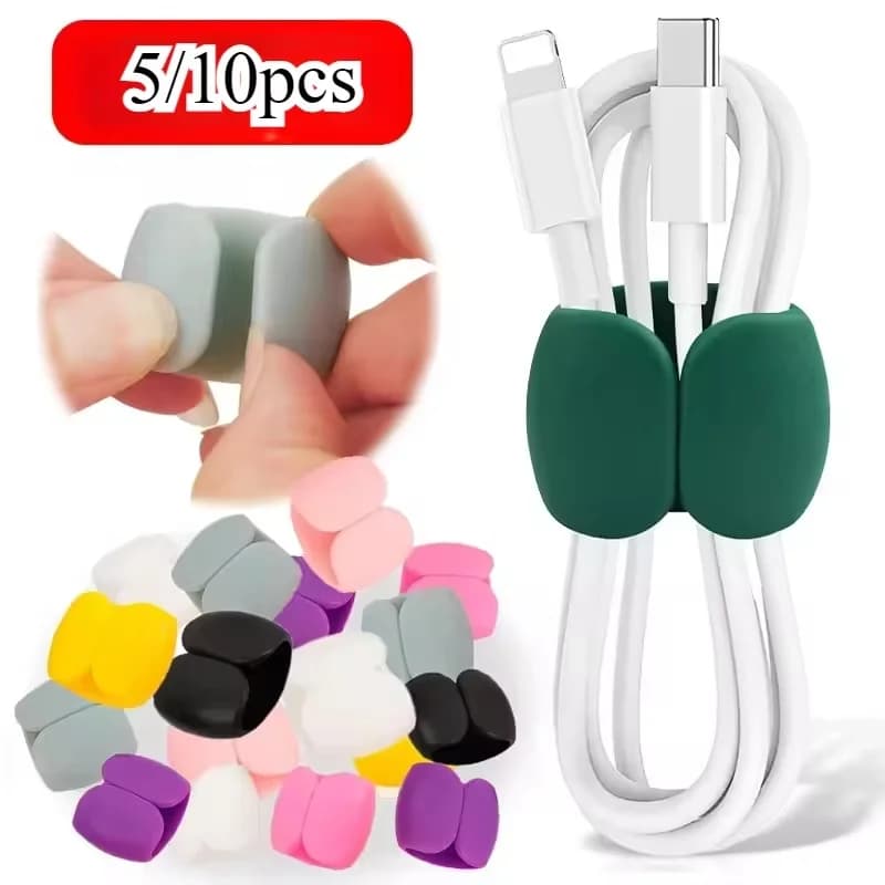 5-20PCS Cable Management Clips Charging Wire Holders Anti-Tangle Design USB Data Line Winder For Desk/Car/Travel Cable Organizer