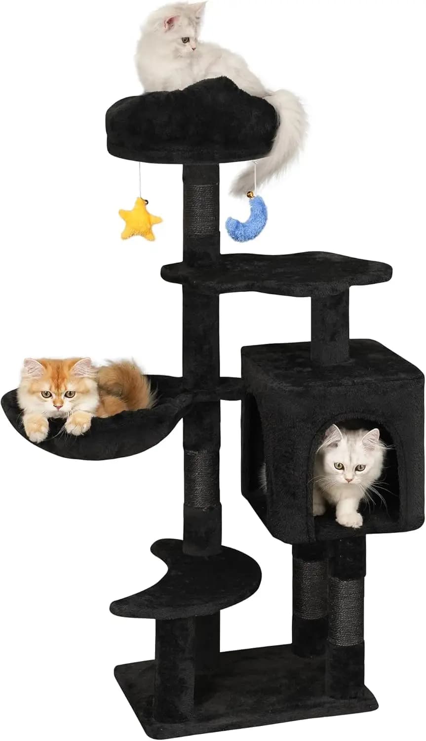 Albero per Gatti Gotico Nero per Gattini e Gatti Piccoli da Interno Sotto i 6 Mesi (4 kg), Torre per Gatti Carina da 43 Pollici con Tiragraffi
