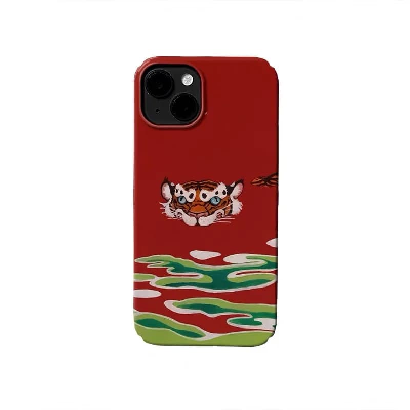 Ins Coreano Red Pond Cartoon Tiger Cassa Del Telefono per IPhone 17 Air 16E 15 14 Plus 13 Mini 11 Pro Max 12 Pro Della Copertura Posteriore XS XR SE caso