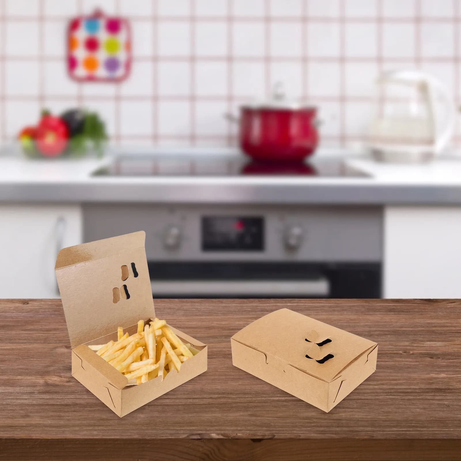 25 Pezzi Scatole in Carta Kraft per Pollo Fritto, Contenitori Portatili Leggeri per Alimenti da Asporto, Ideali per Feste e Picnic
